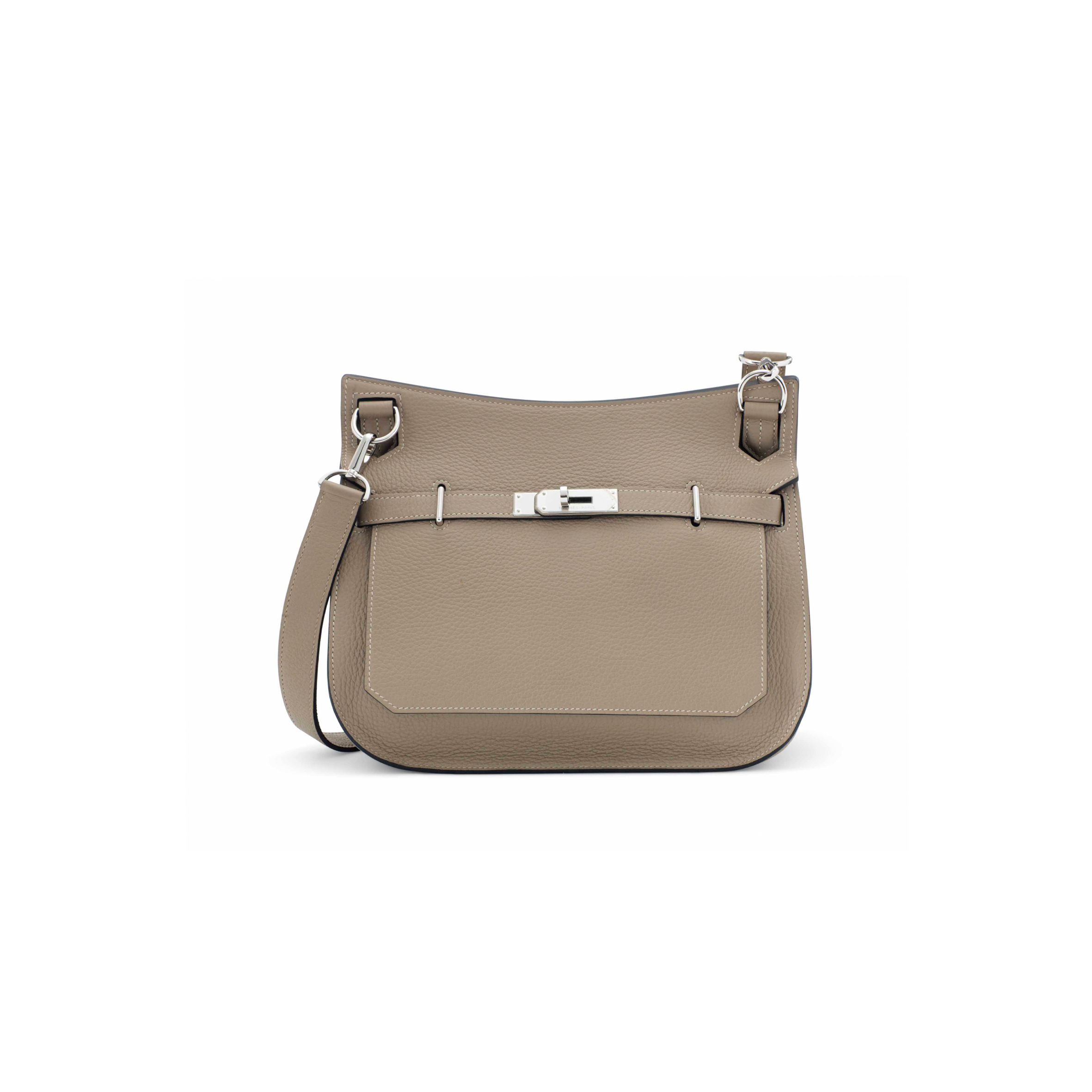 HERMÈS A GRIS TOURTERELLE CLÉMENCE LEATHER JYPSIÈRE 28 WITH PALLADIUM HARDWARE (28*22*12cm) 
